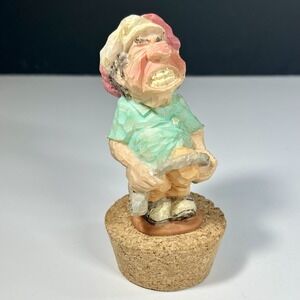 Spit N Whittle Four Putt Frank Decanter Jar Stopper Chris Hammack Golf Theme 90s